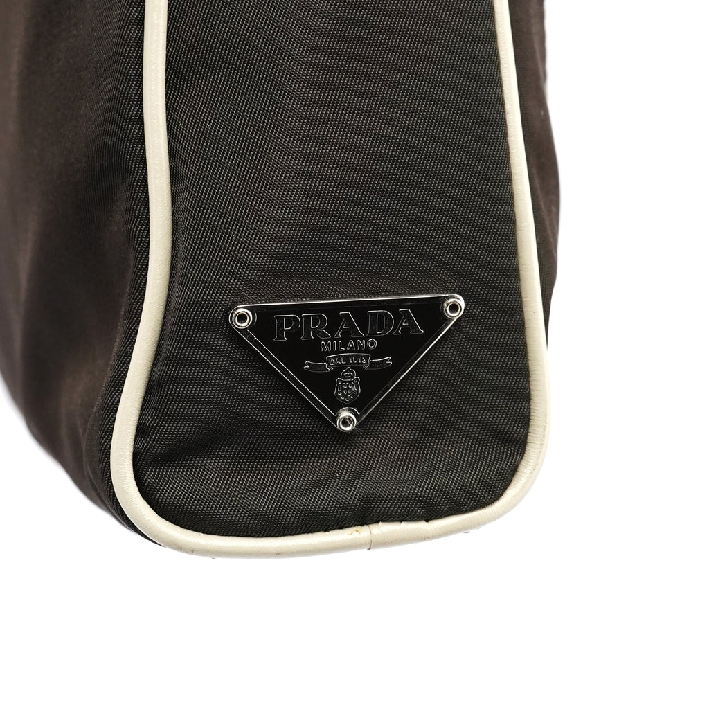 Brown Tessuto Floral Appliqué Shoulder Bag