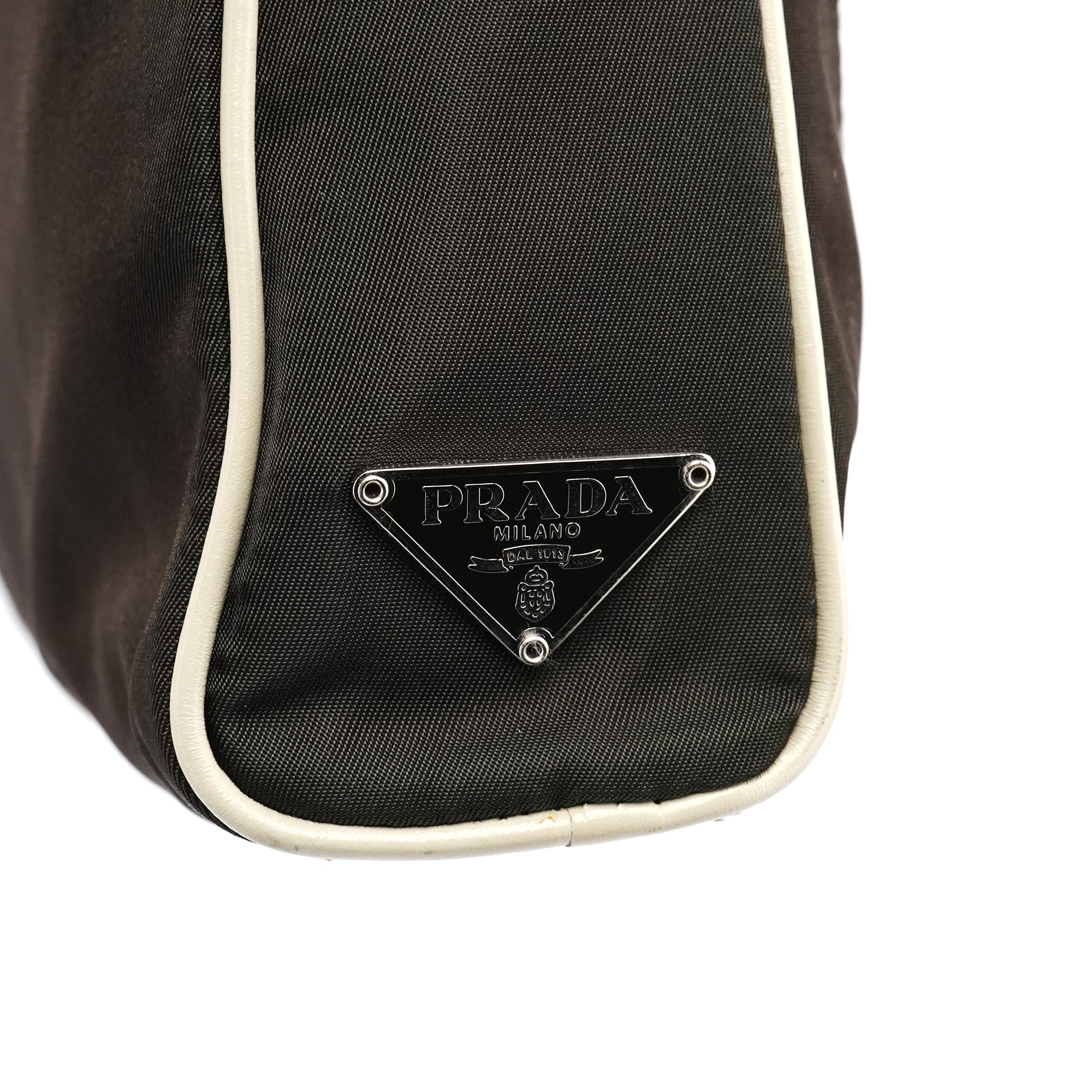 Brown Tessuto Floral Appliqué Shoulder Bag