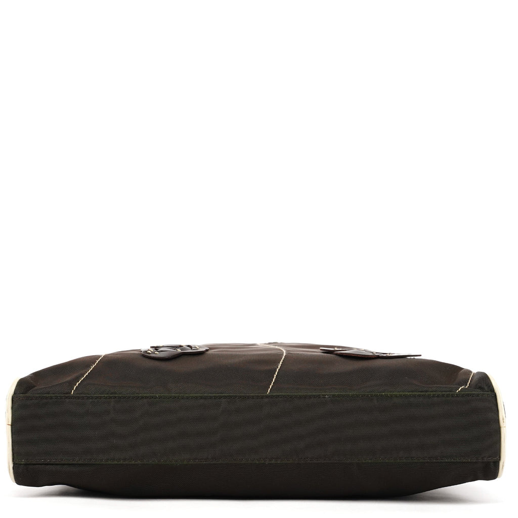 Brown Tessuto Floral Appliqué Shoulder Bag