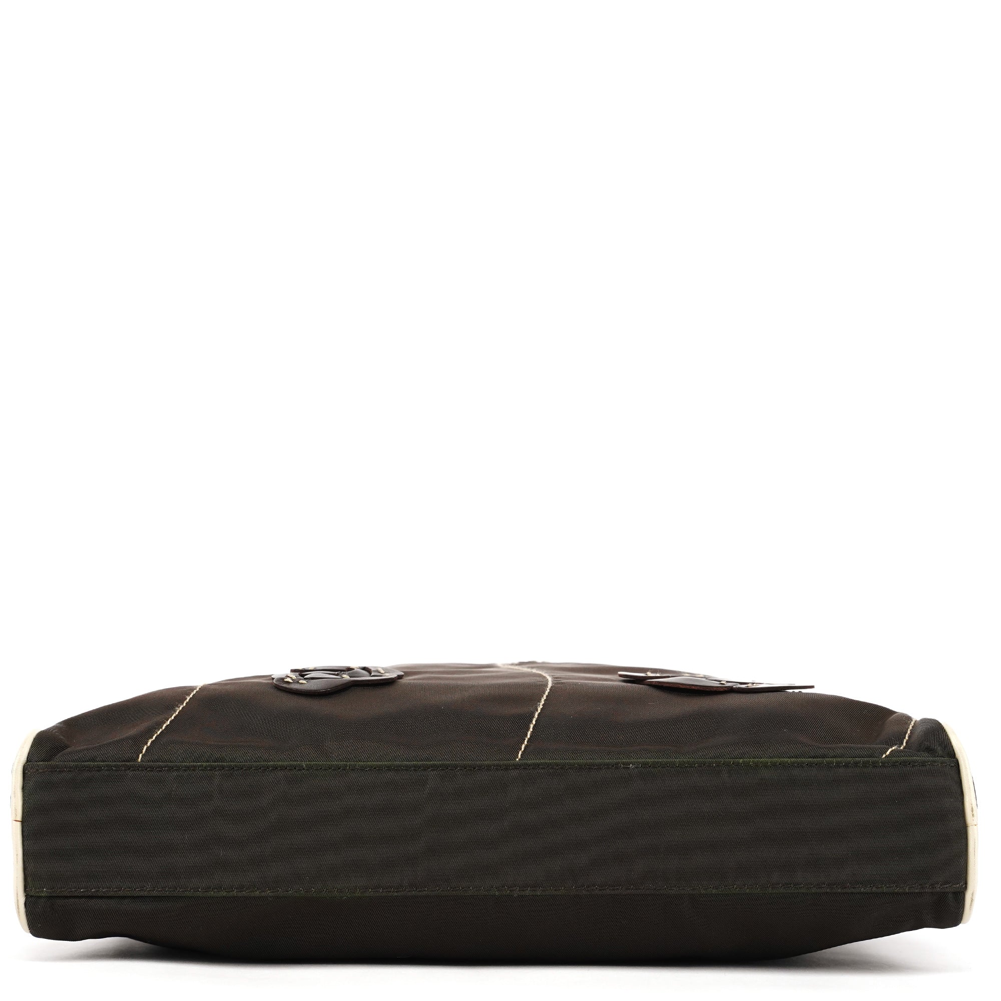 Brown Tessuto Floral Appliqué Shoulder Bag