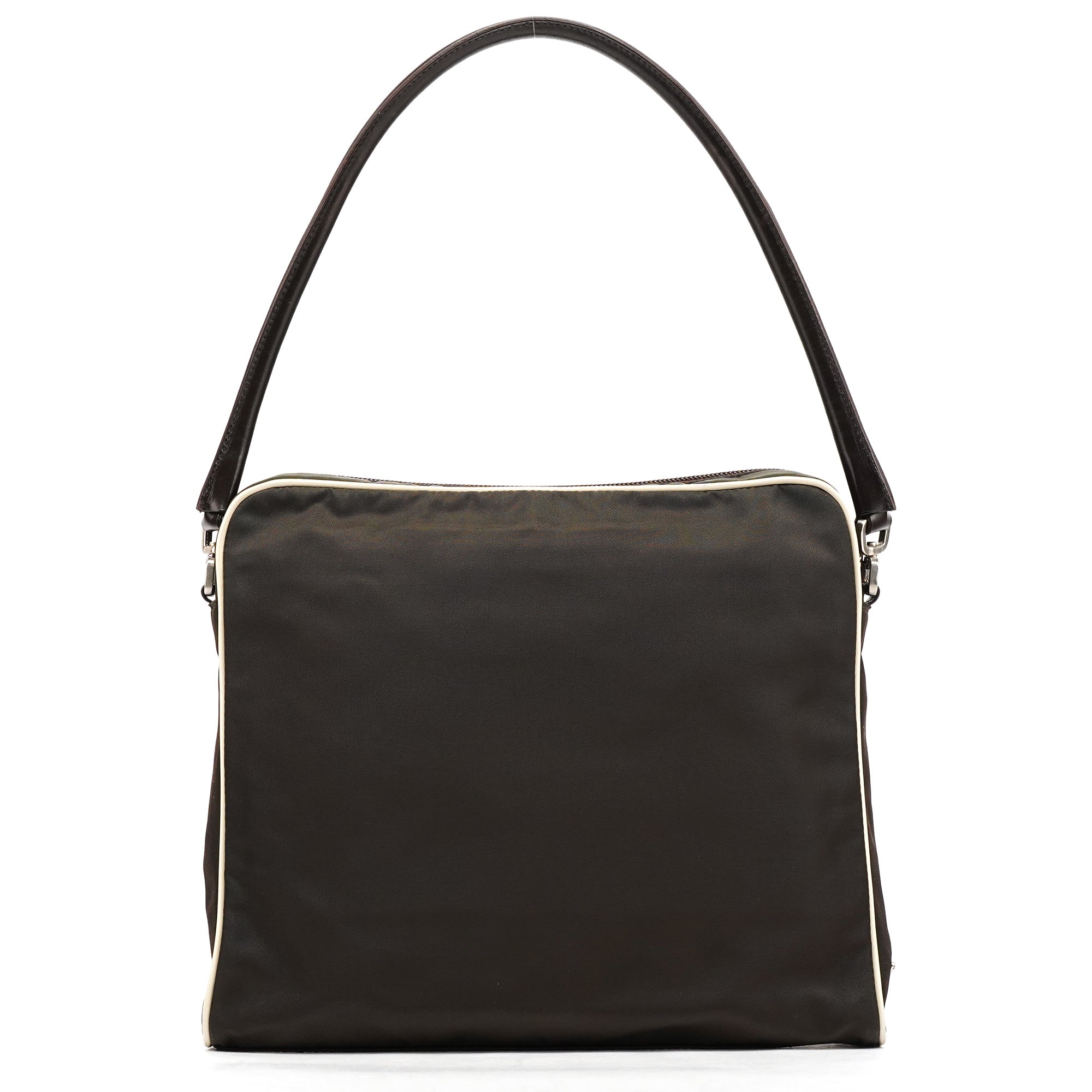 Brown Tessuto Floral Appliqué Shoulder Bag