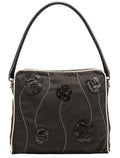 Brown Tessuto Floral Appliqué Shoulder Bag