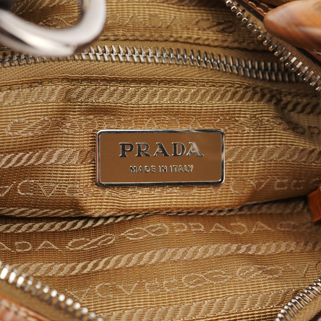 Brown Tessuto Nylon Wood Link Shoulder Bag