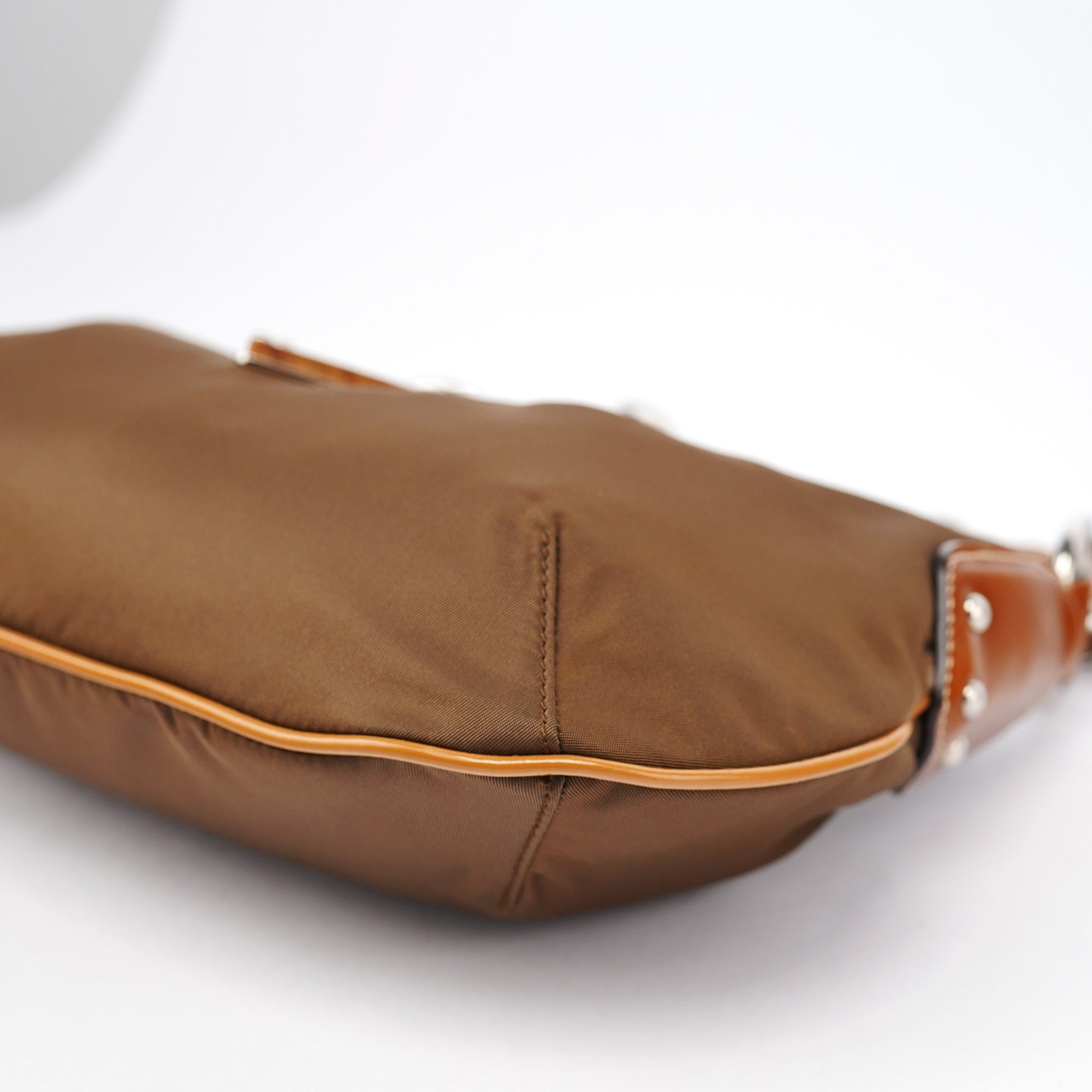 Brown Tessuto Nylon Wood Link Shoulder Bag