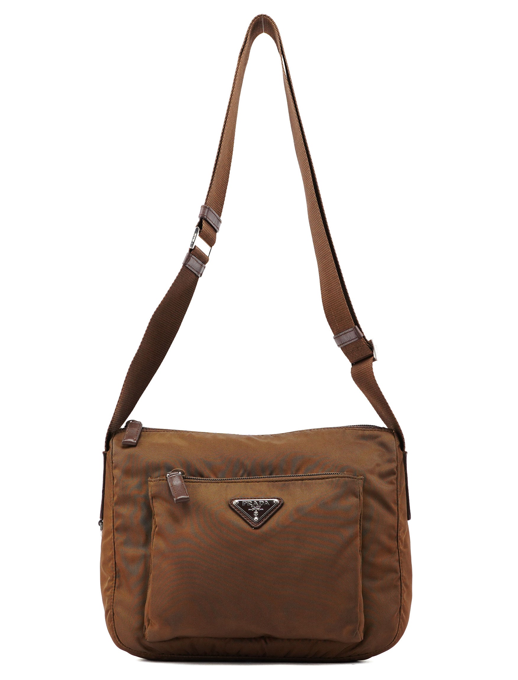 Brown Tessuto Saffiano Crossbody Bag