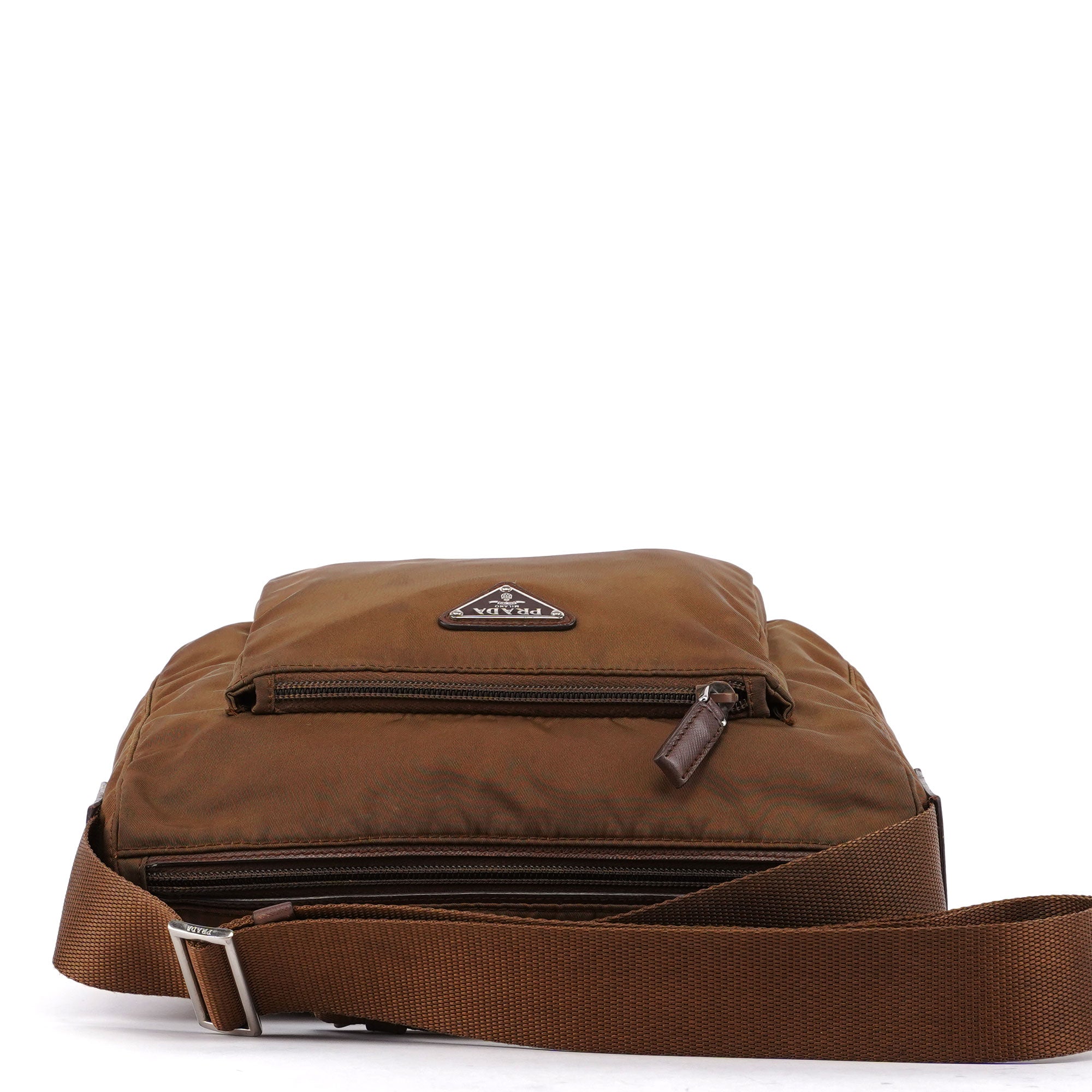 Brown Tessuto Saffiano Crossbody Bag
