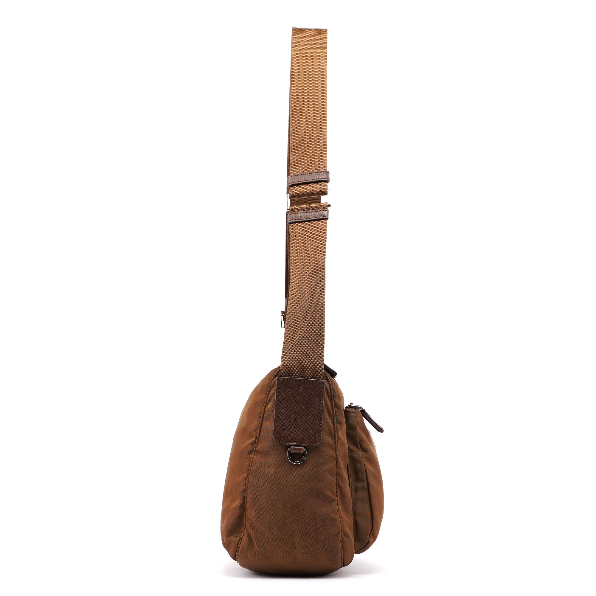 Brown Tessuto Saffiano Crossbody Bag