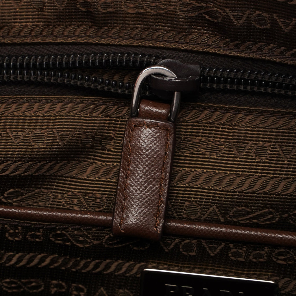 Brown Tessuto Saffiano Crossbody Bag