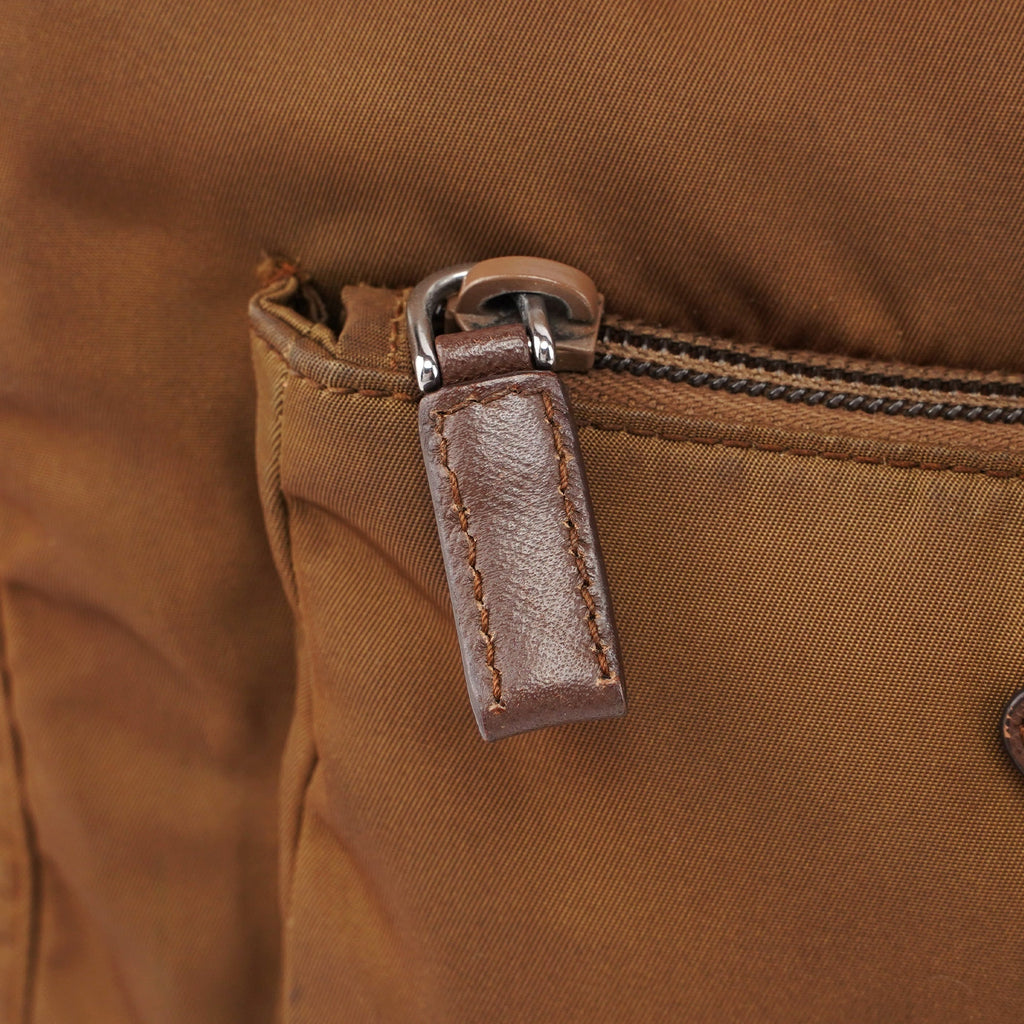 Brown Tessuto Saffiano Crossbody Bag