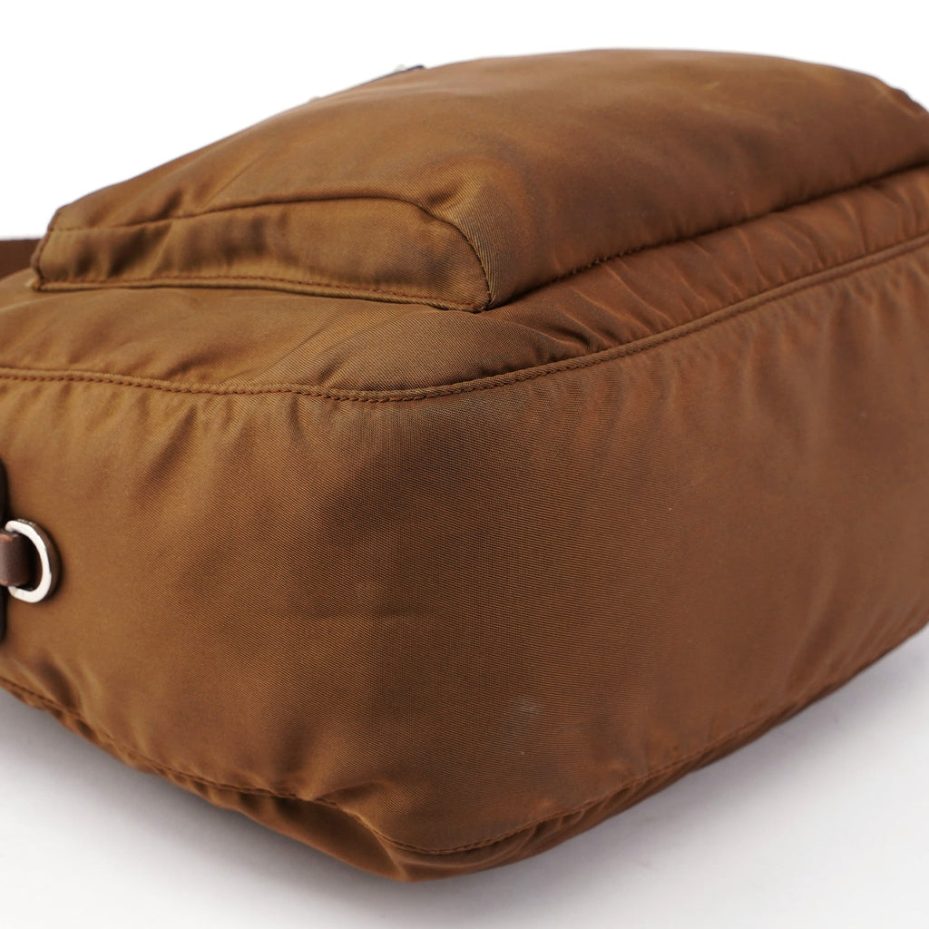 Brown Tessuto Saffiano Crossbody Bag