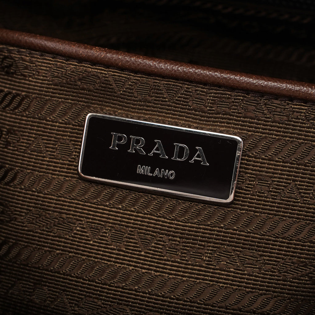 Brown Tessuto Saffiano Crossbody Bag