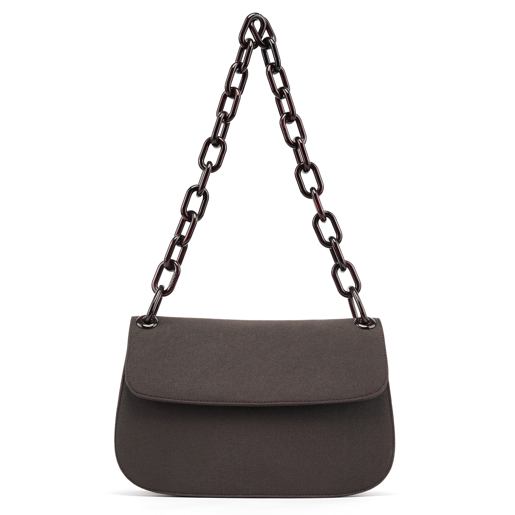 Brown Tessuto Swing Chain Shoulder Bag