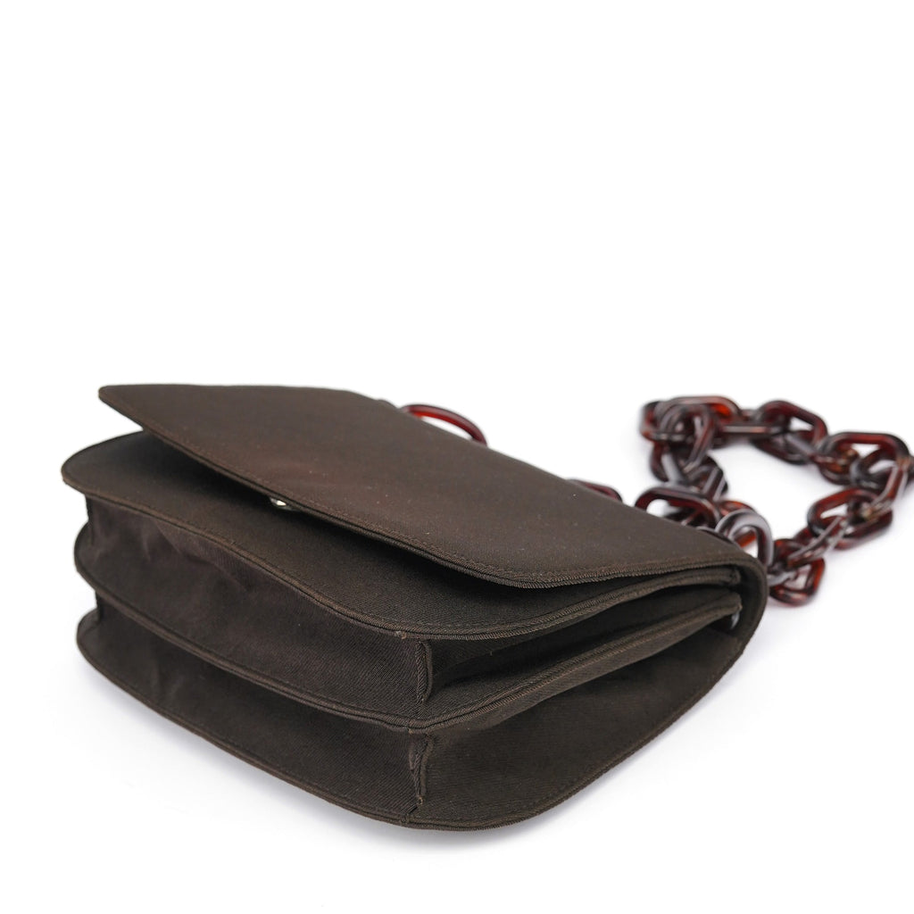 Brown Tessuto Swing Chain Shoulder Bag