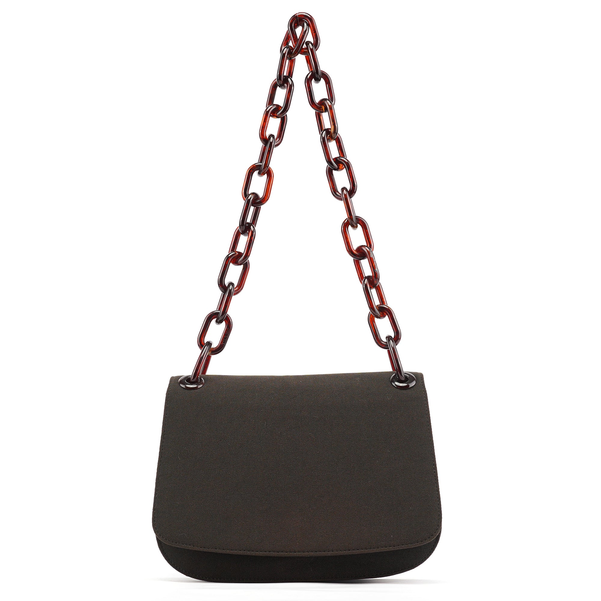 Brown Tessuto Swing Chain Shoulder Bag