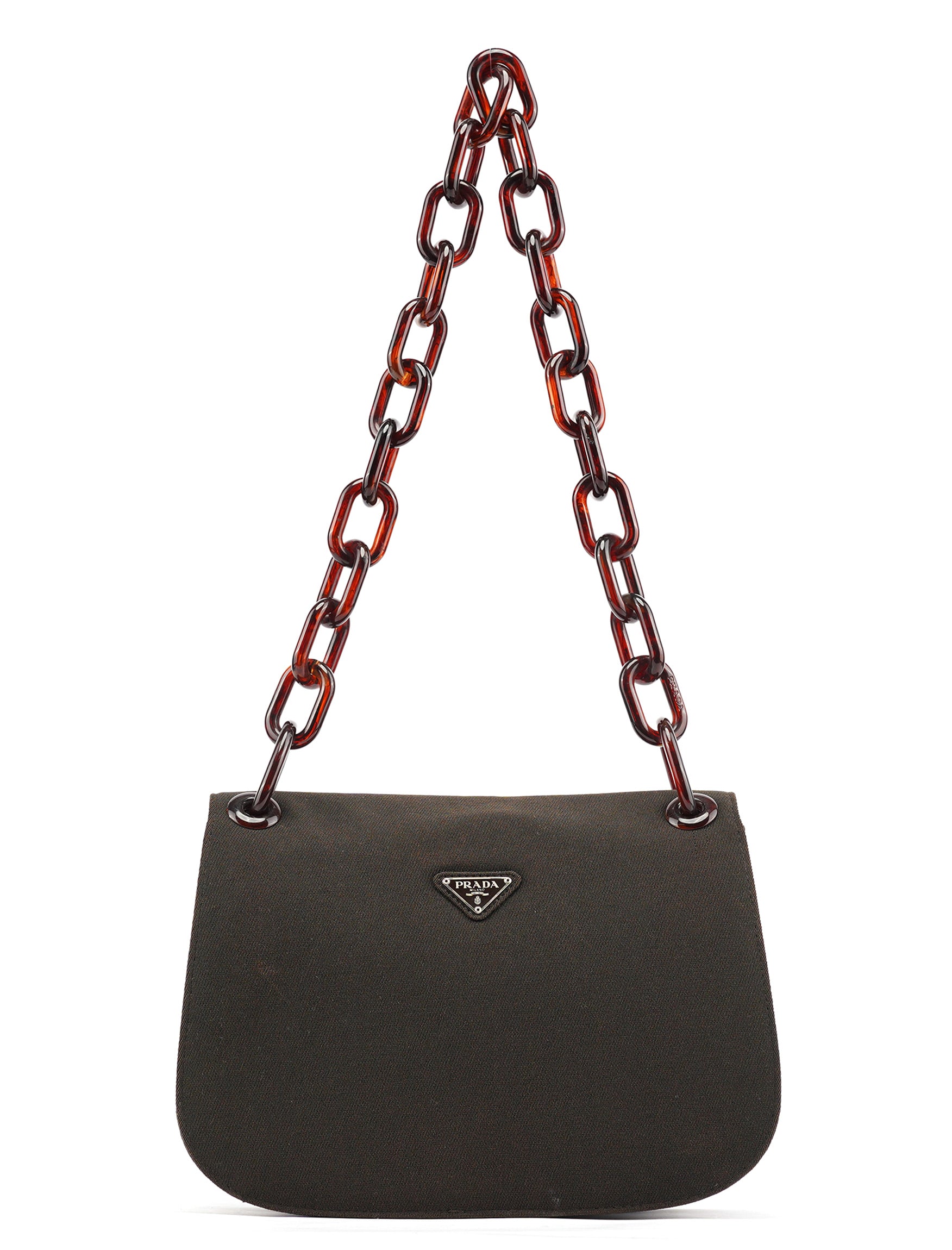 Brown Tessuto Swing Chain Shoulder Bag