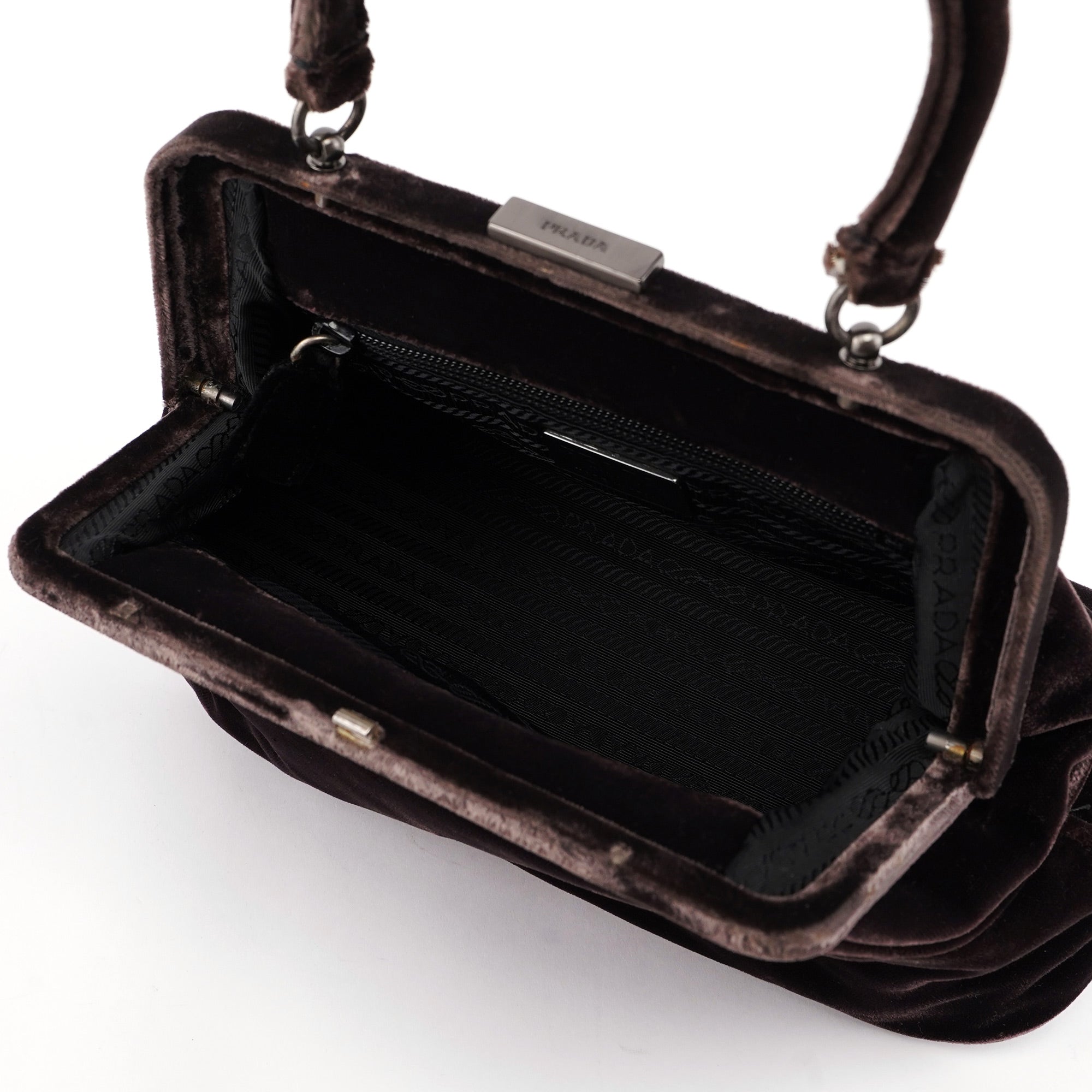 Brown Velluto Top Handle Bag