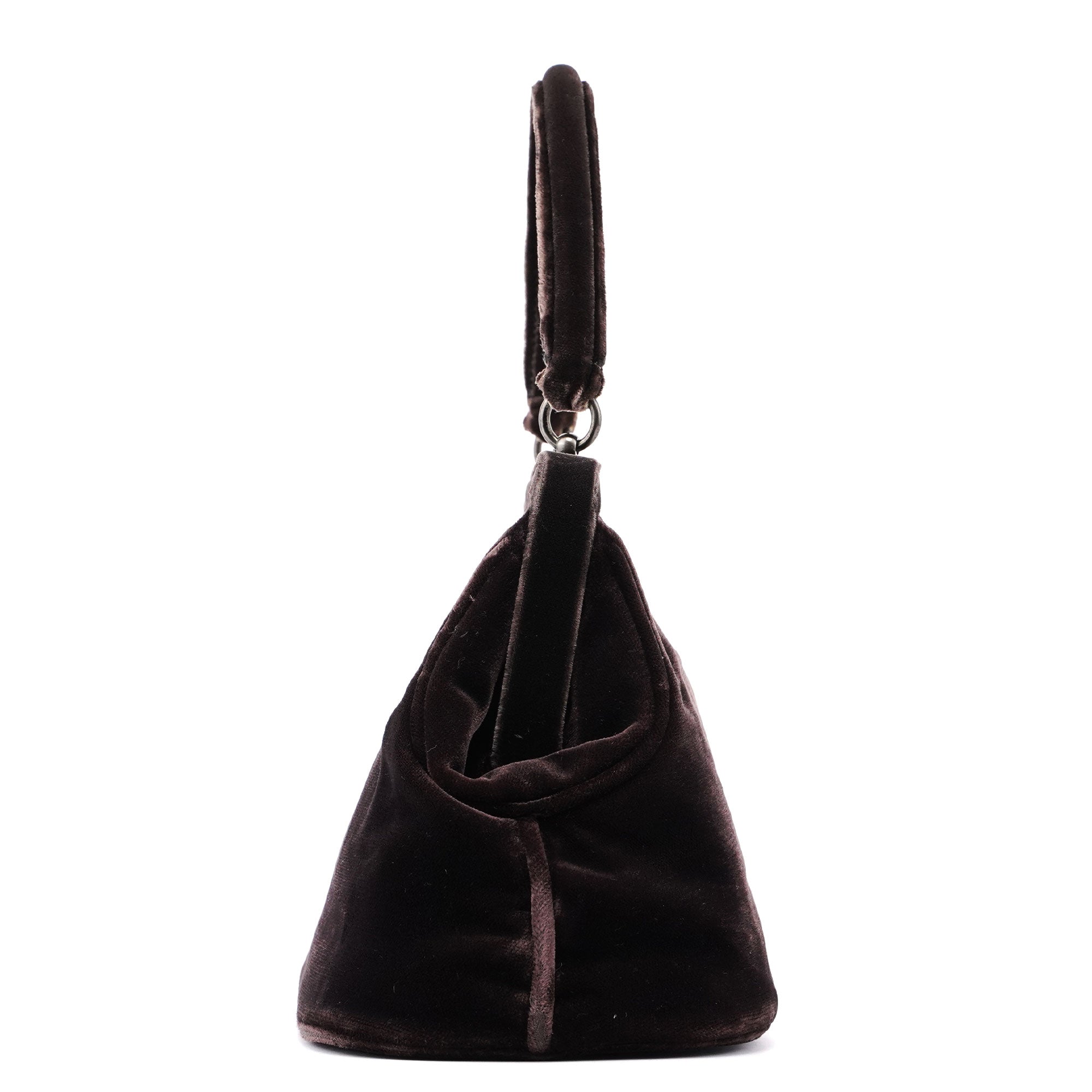 Brown Velluto Top Handle Bag