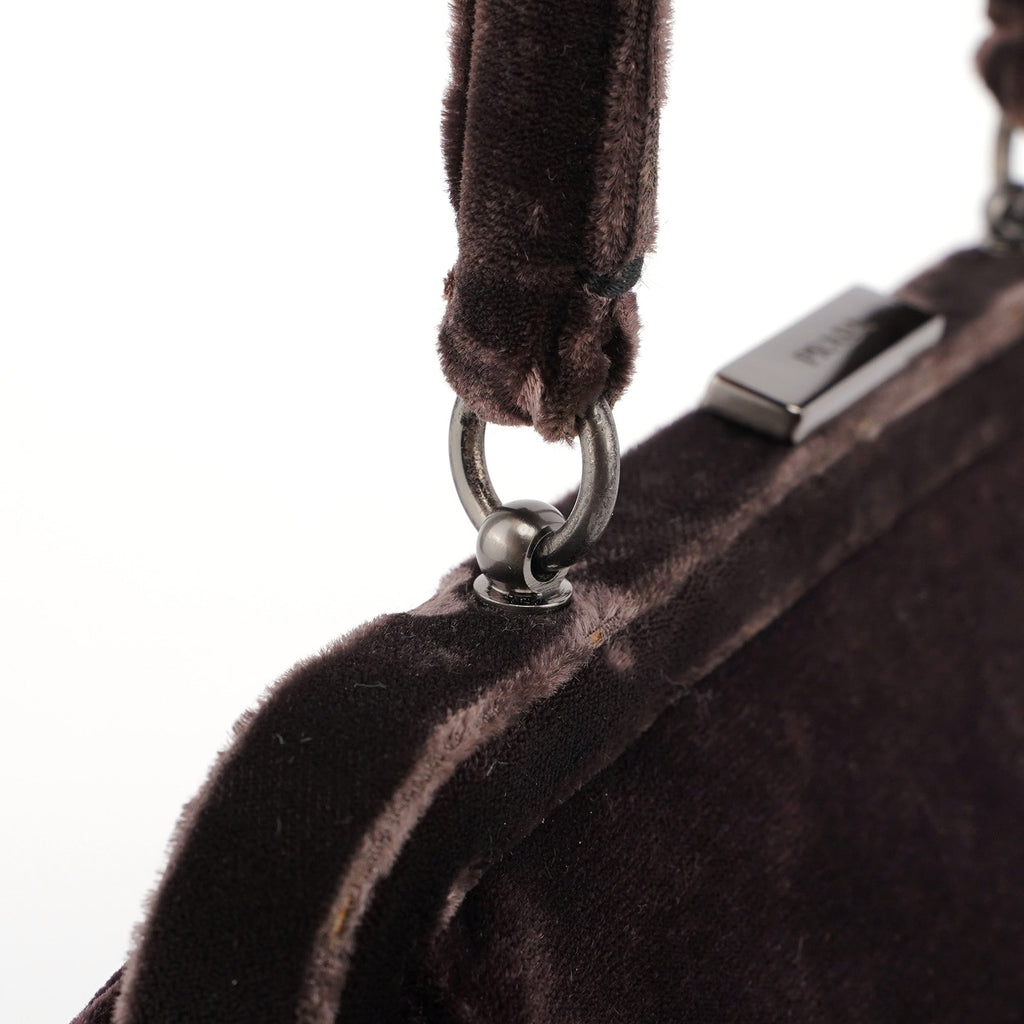 Brown Velluto Top Handle Bag
