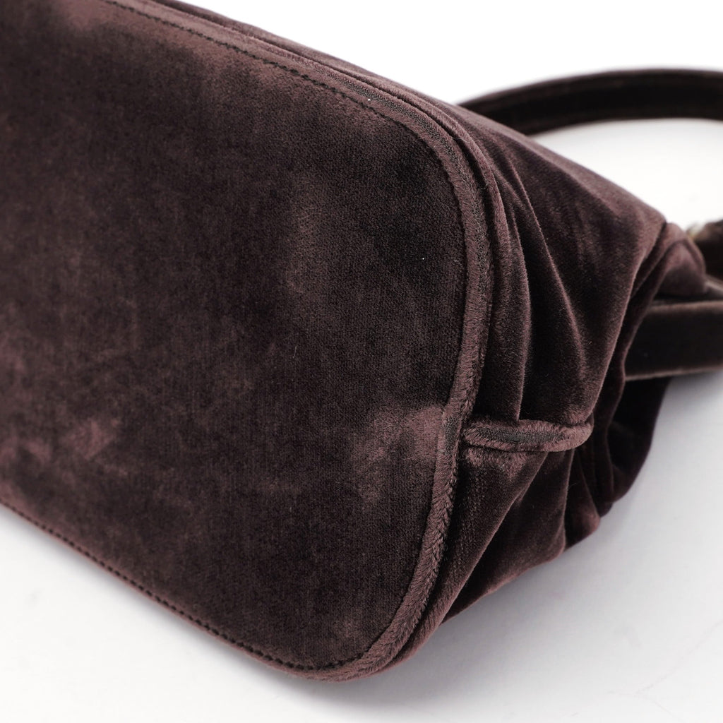 Brown Velluto Top Handle Bag
