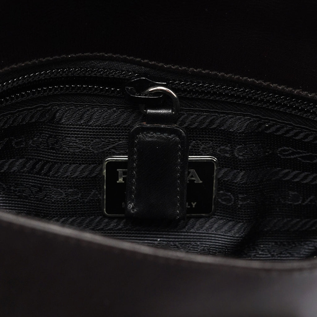 Brown Vitello Buckle Shoulder Bag
