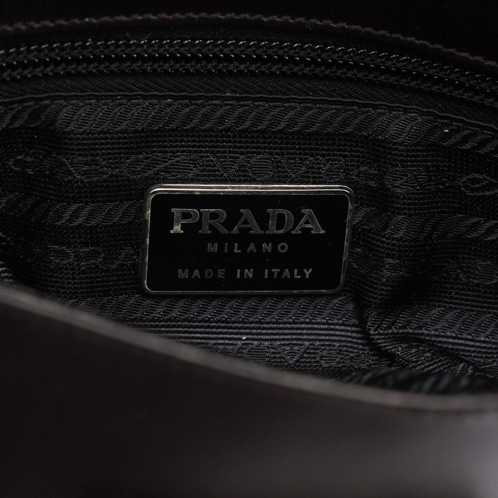Brown Vitello Buckle Shoulder Bag
