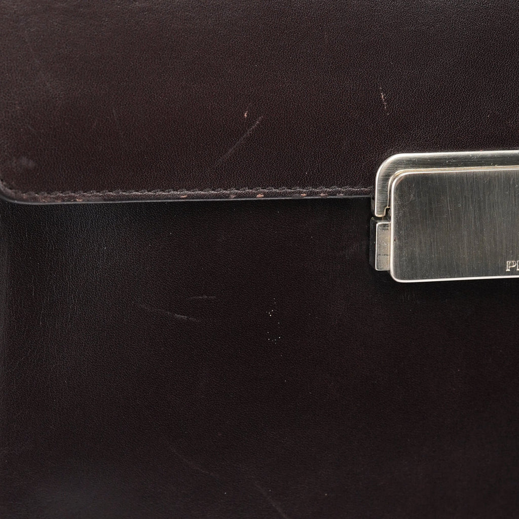 Brown Vitello Buckle Shoulder Bag