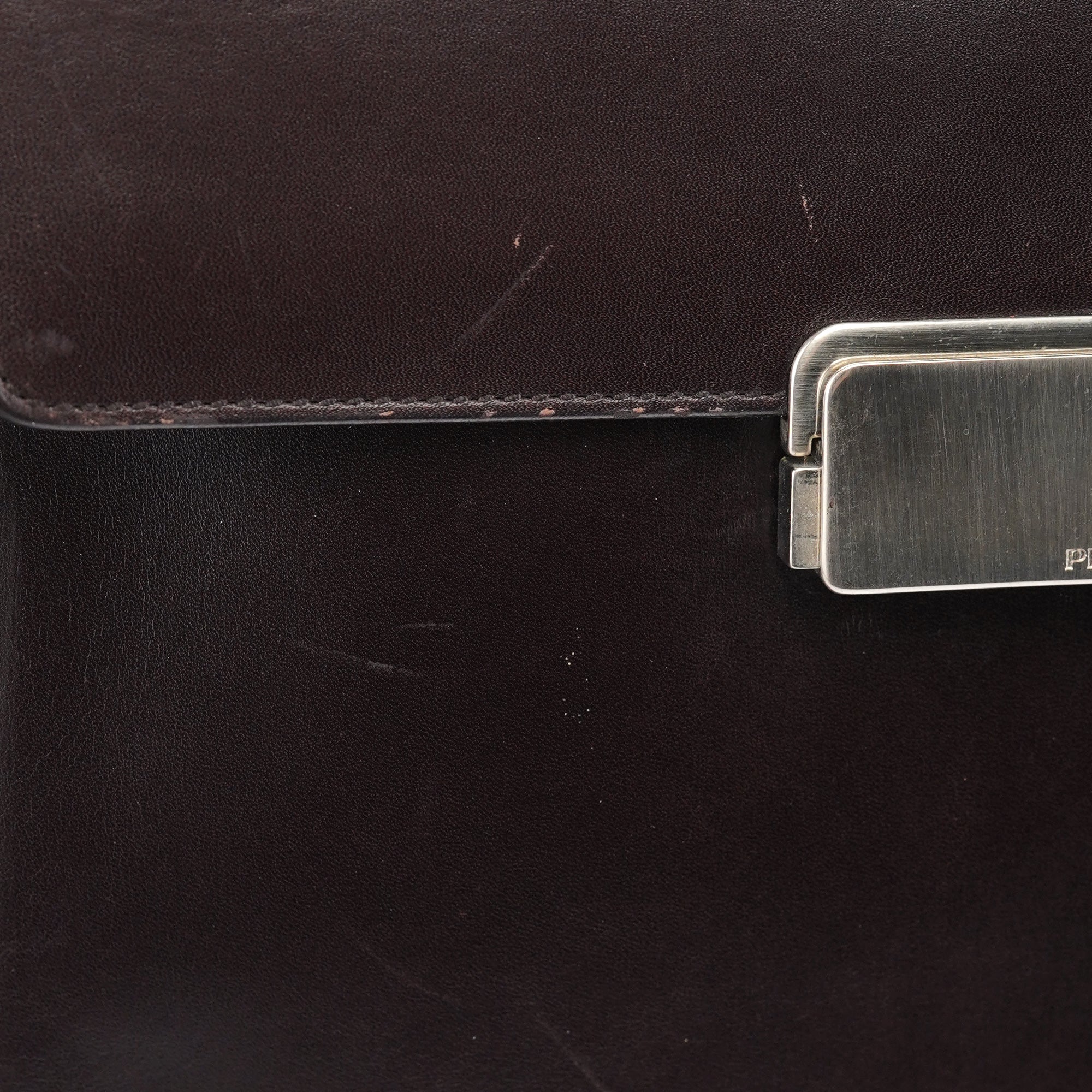 Brown Vitello Buckle Shoulder Bag