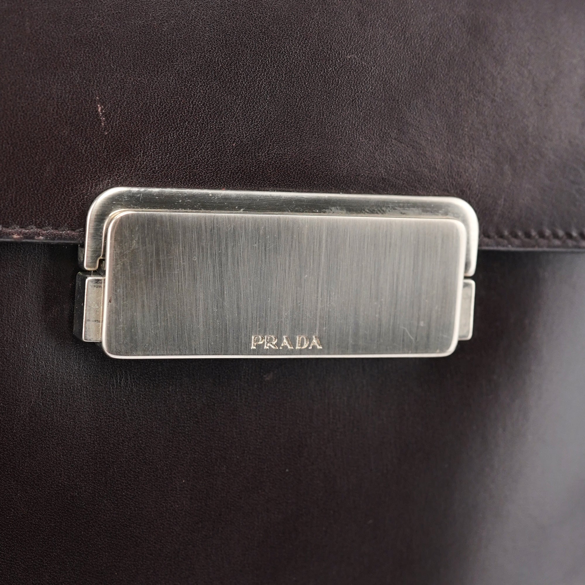 Brown Vitello Buckle Shoulder Bag
