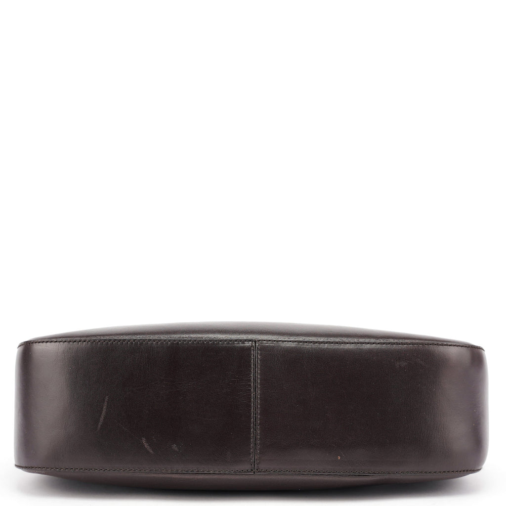Brown Vitello Buckle Shoulder Bag