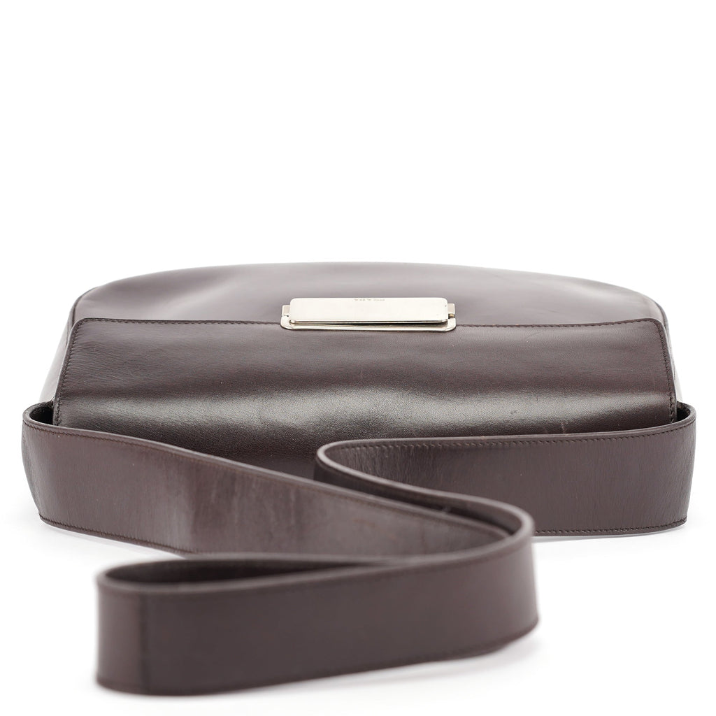 Brown Vitello Buckle Shoulder Bag