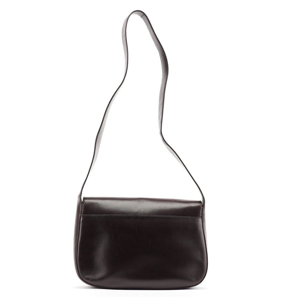 Brown Vitello Buckle Shoulder Bag