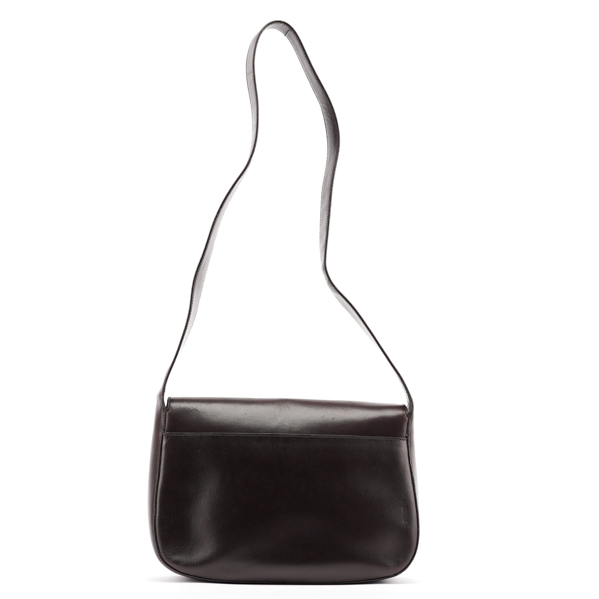 Brown Vitello Buckle Shoulder Bag