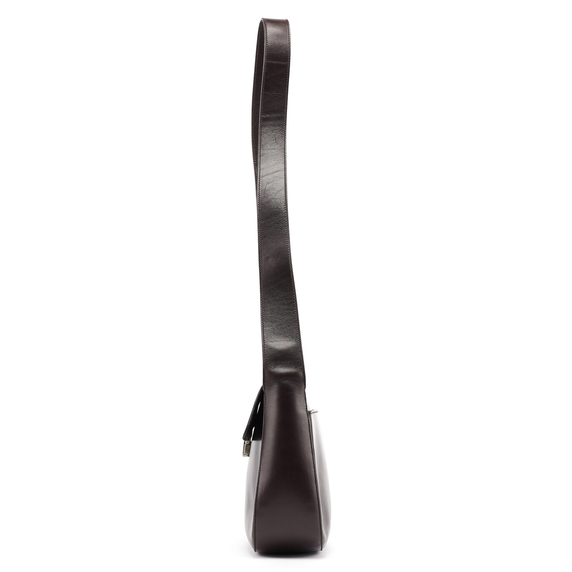 Brown Vitello Buckle Shoulder Bag