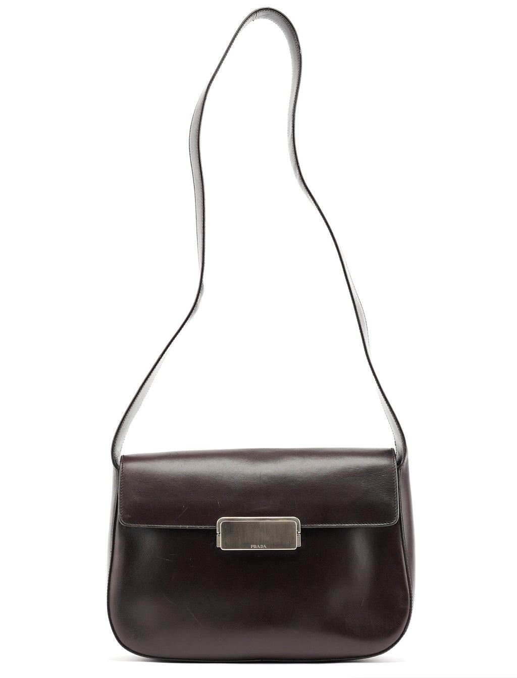 Brown Vitello Buckle Shoulder Bag