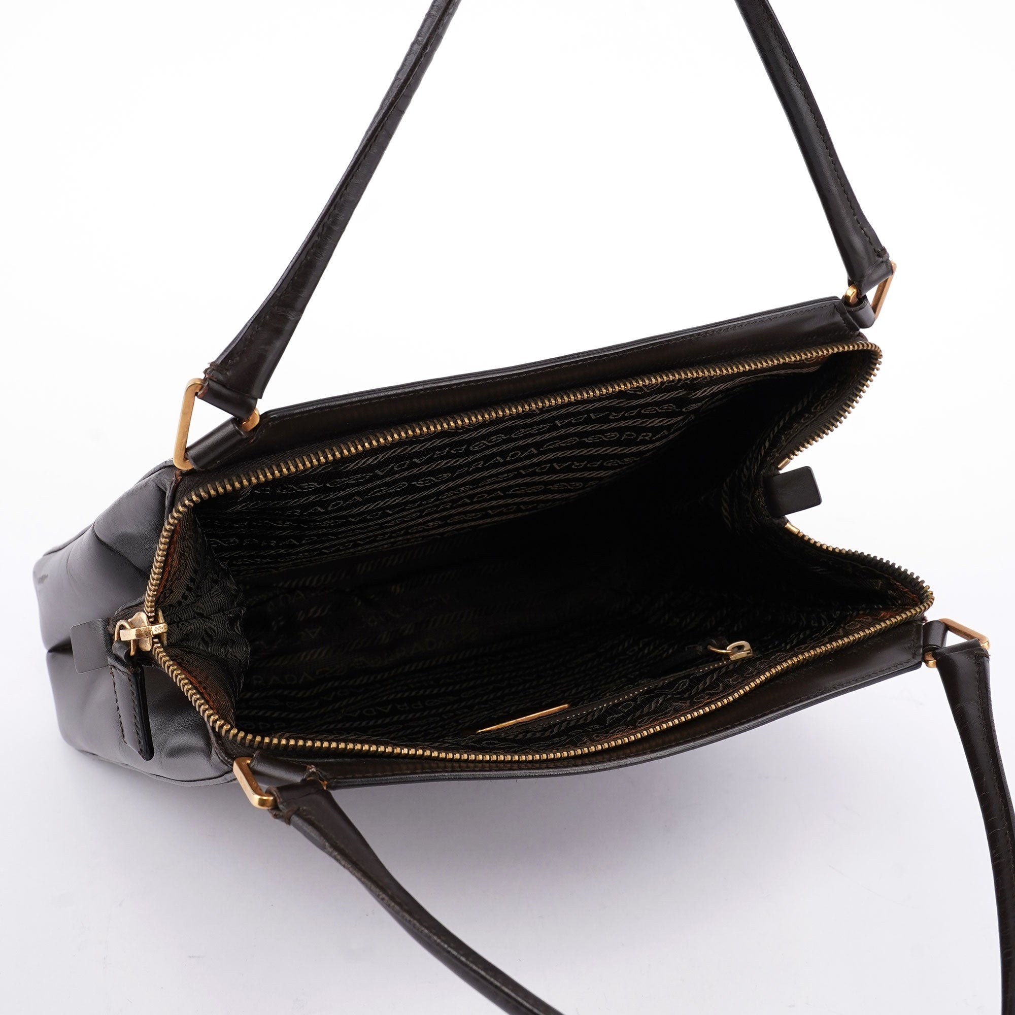Brown Vitello Chic Shoulder Bag
