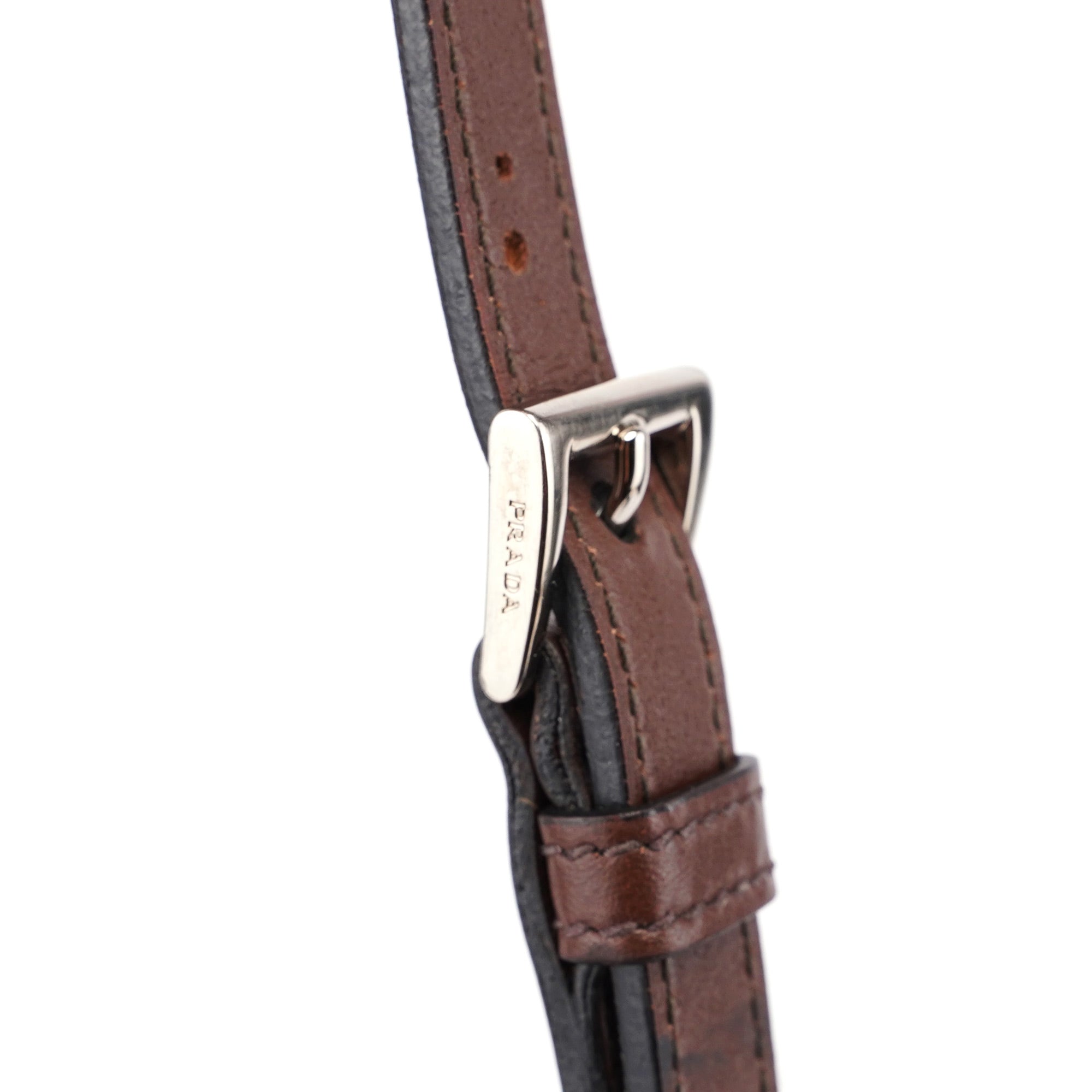 BT0942 Brown Black Calfskin Leather Crossbody Bag