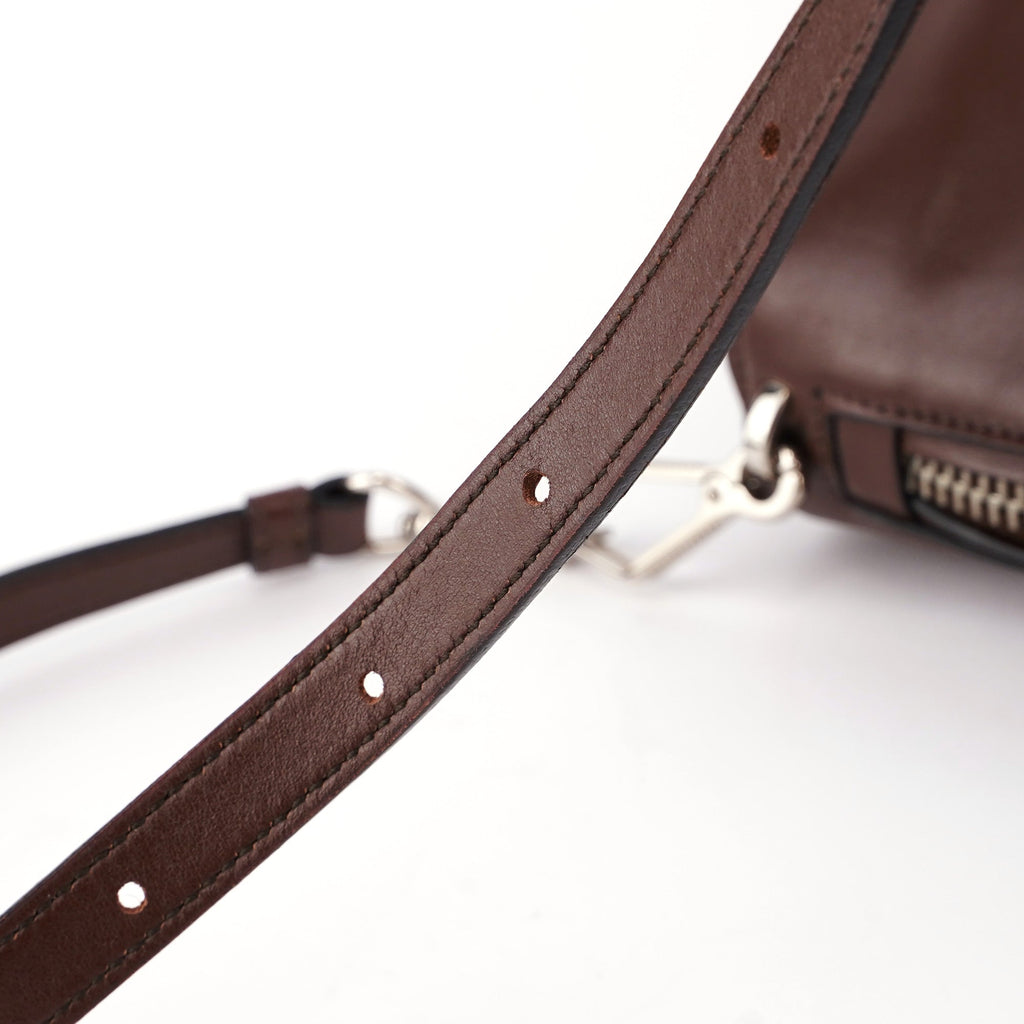 BT0942 Brown Black Calfskin Leather Crossbody Bag