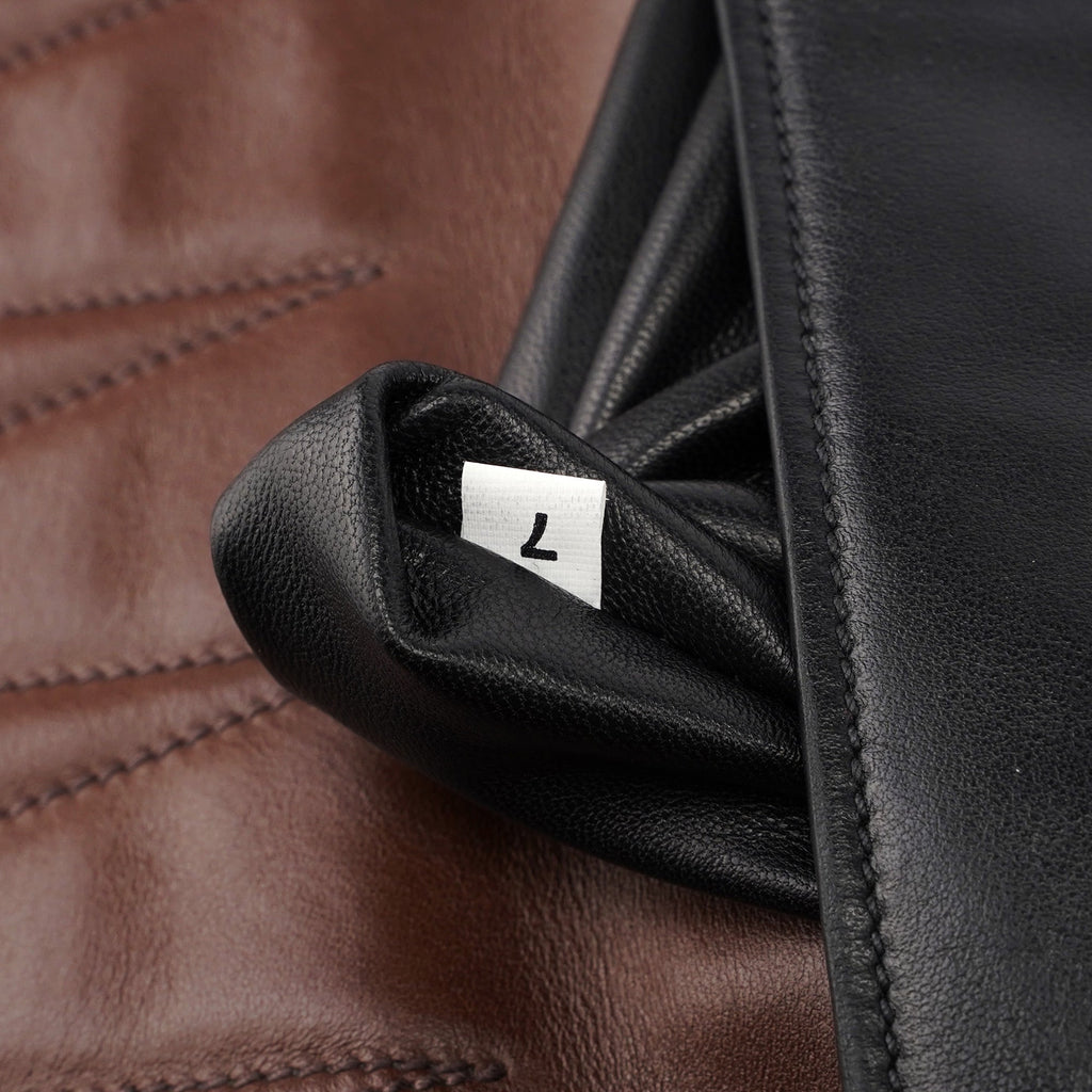 BT0942 Brown Black Calfskin Leather Crossbody Bag