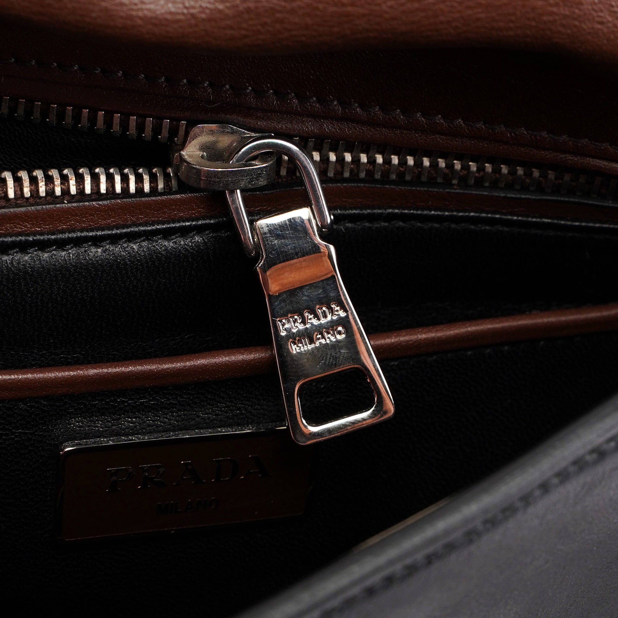 BT0942 Brown Black Calfskin Leather Crossbody Bag
