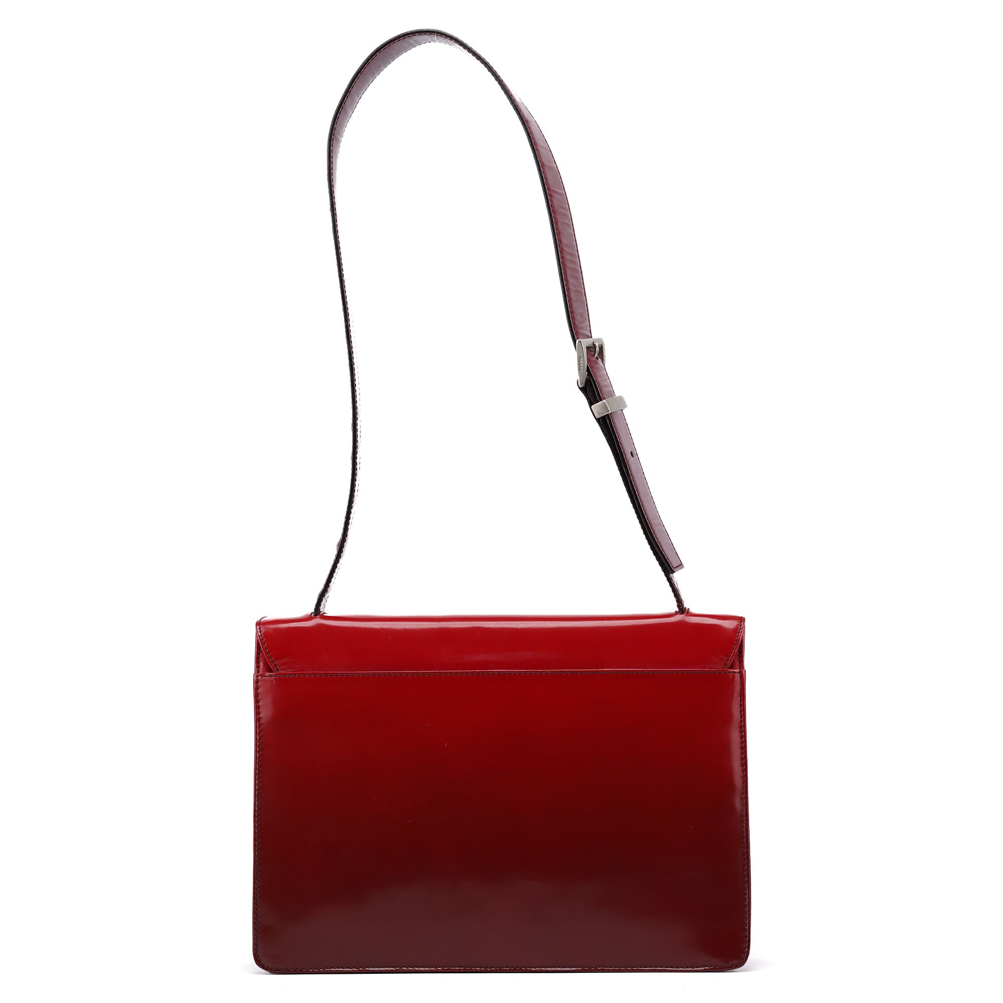 Burgundy Gradient Spazzolato Buckle Shoulder Bag