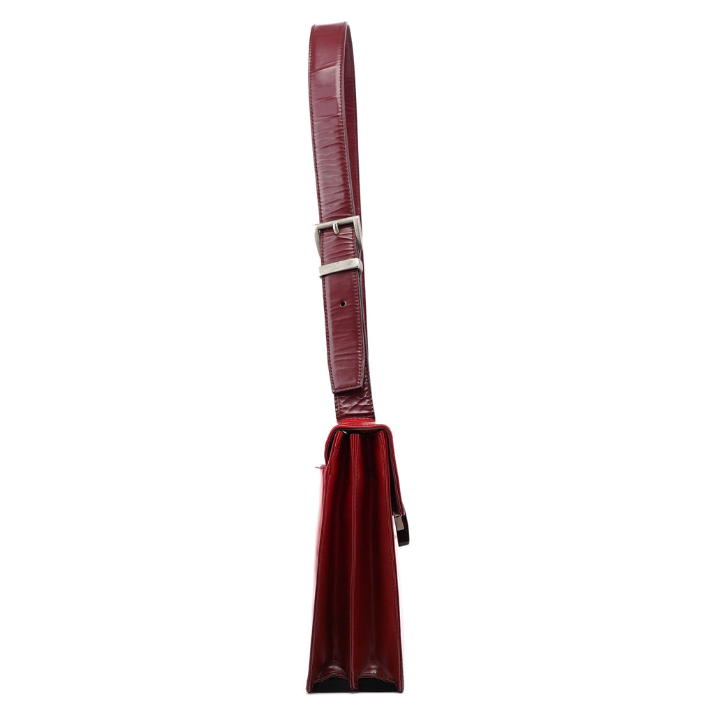 Burgundy Gradient Spazzolato Buckle Shoulder Bag