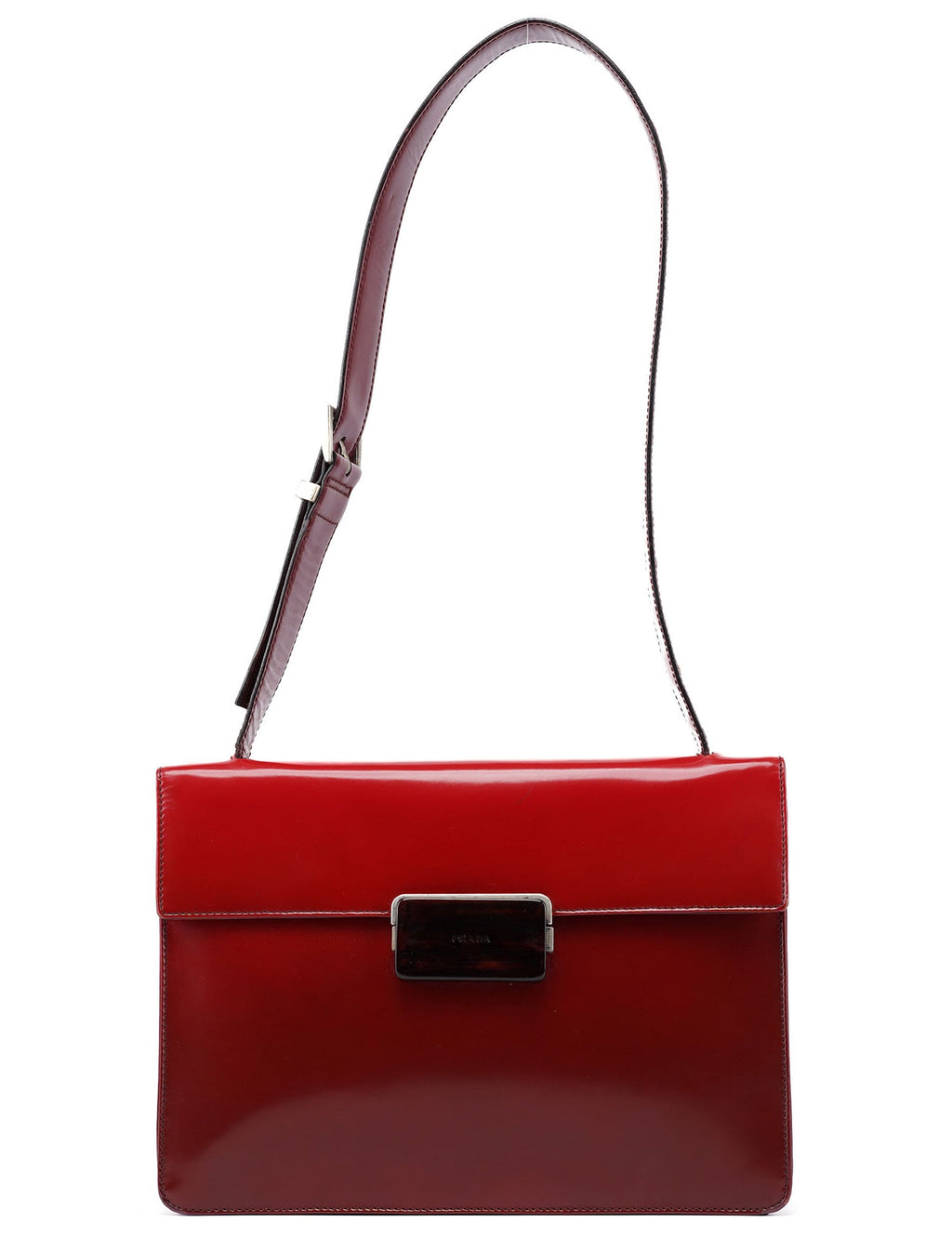 Burgundy Gradient Spazzolato Buckle Shoulder Bag