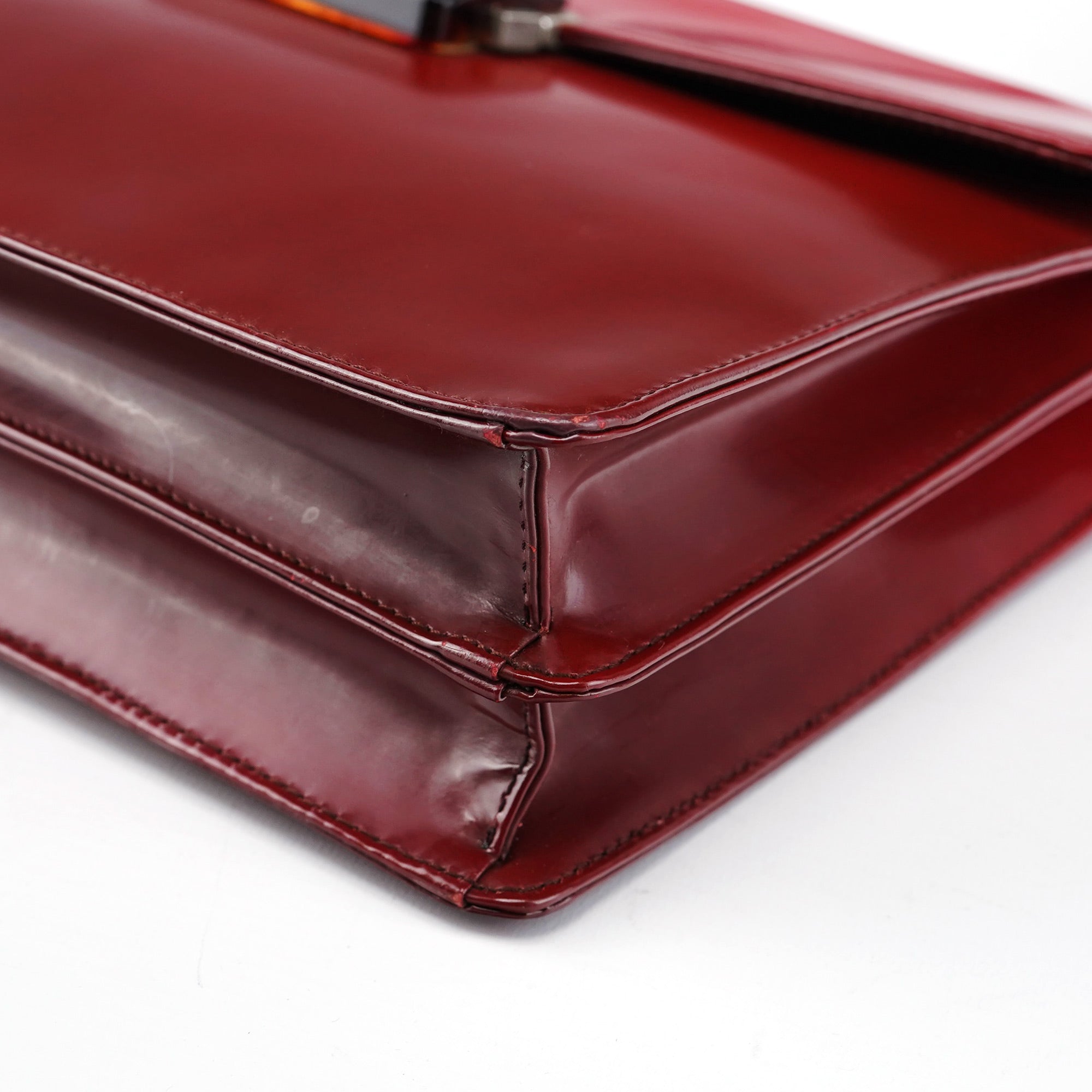 Burgundy Gradient Spazzolato Buckle Shoulder Bag