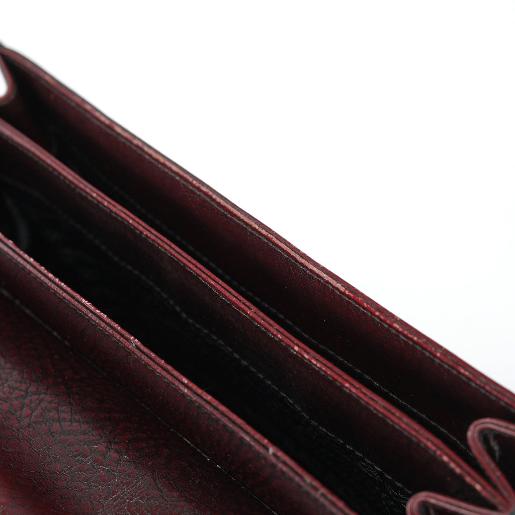 Burgundy Llama Leather Buckle Shoulder Bag