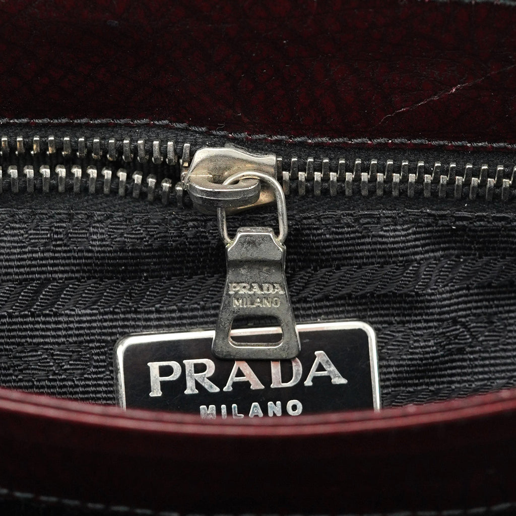 Burgundy Llama Leather Buckle Shoulder Bag
