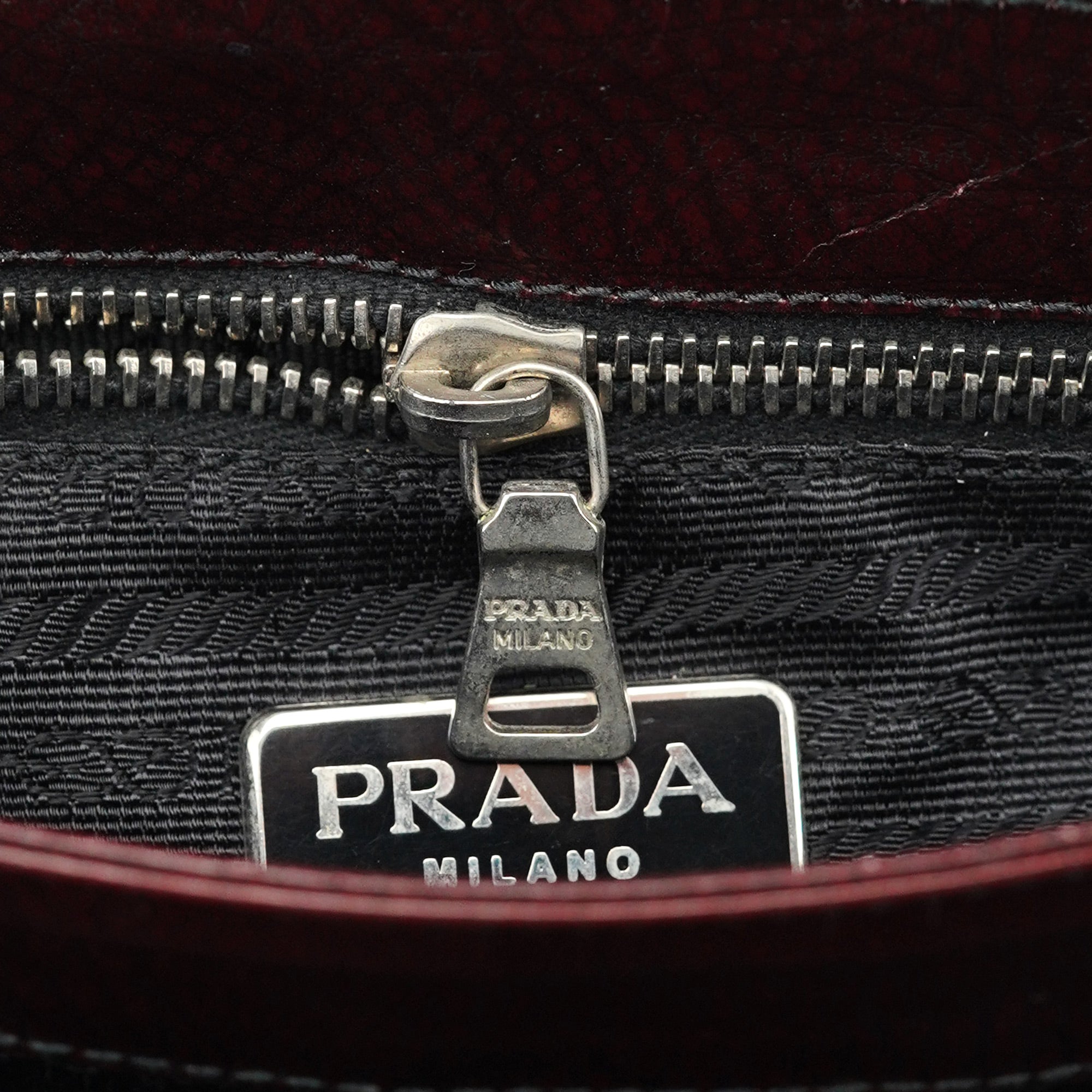Burgundy Llama Leather Buckle Shoulder Bag