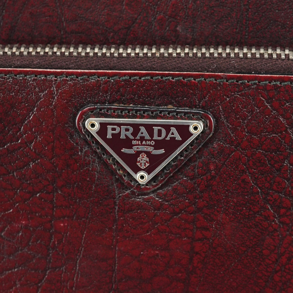 Burgundy Llama Leather Buckle Shoulder Bag