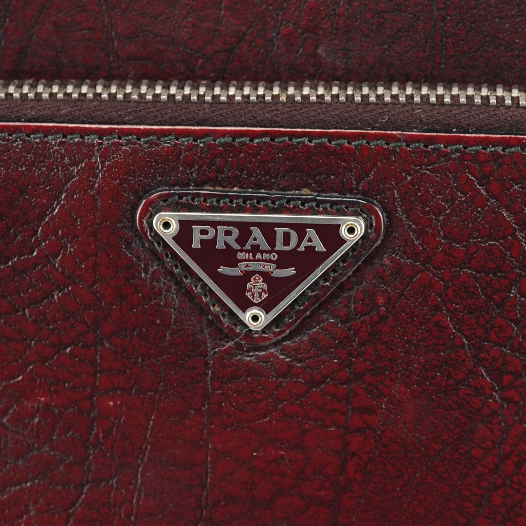 Burgundy Llama Leather Buckle Shoulder Bag