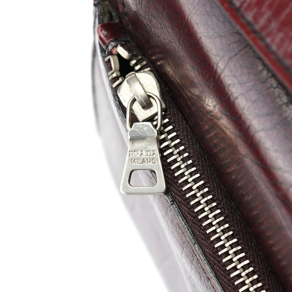 Burgundy Llama Leather Buckle Shoulder Bag
