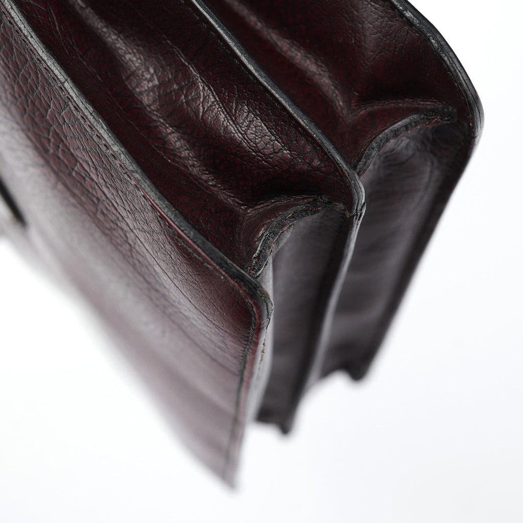 Burgundy Llama Leather Buckle Shoulder Bag